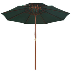 vidaXL Double Decker Garden Parasol 270x270 cm Wooden Pole Green 2