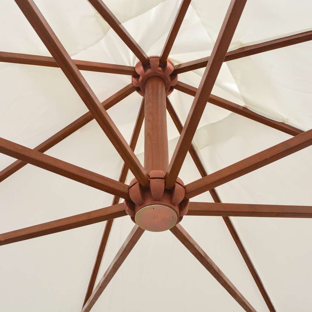 vidaXL Hanging Garden Parasol 300x300 cm Wooden Pole White 4