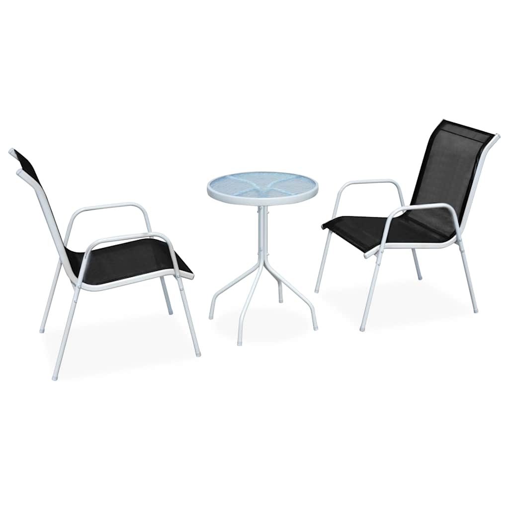 43314 vidaXL 3 Piece Bistro Set Steel Black 1