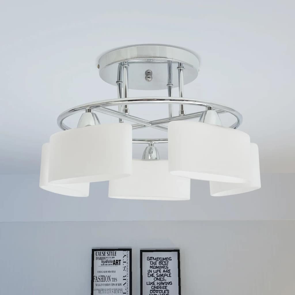 vidaXL Ceiling Lamp | Chrome, White | Glass, Metal | Medium | Ceiling Lamp 1