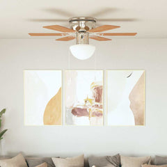 Ceiling Fan with Light and Remote Control Ø Light brown 82 cm with 6 blades