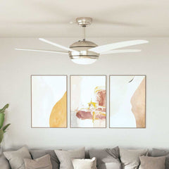 Ceiling Fan with Light and Remote Control Ø White 128 cm with 5 blades