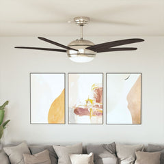 Ceiling Fan with Light and Remote Control Ø Brown 128 cm with 5 blades