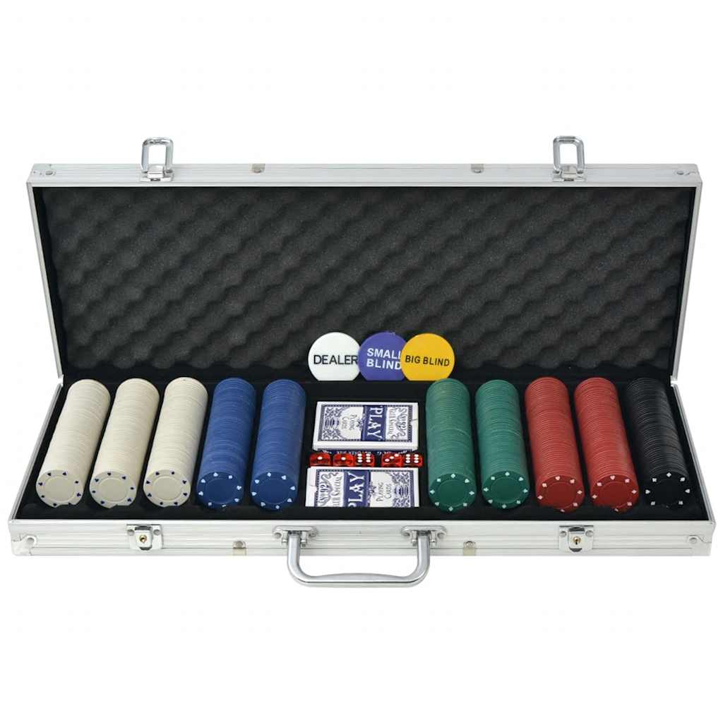 vidaXL Poker Set with 500 Chips Aluminium 1