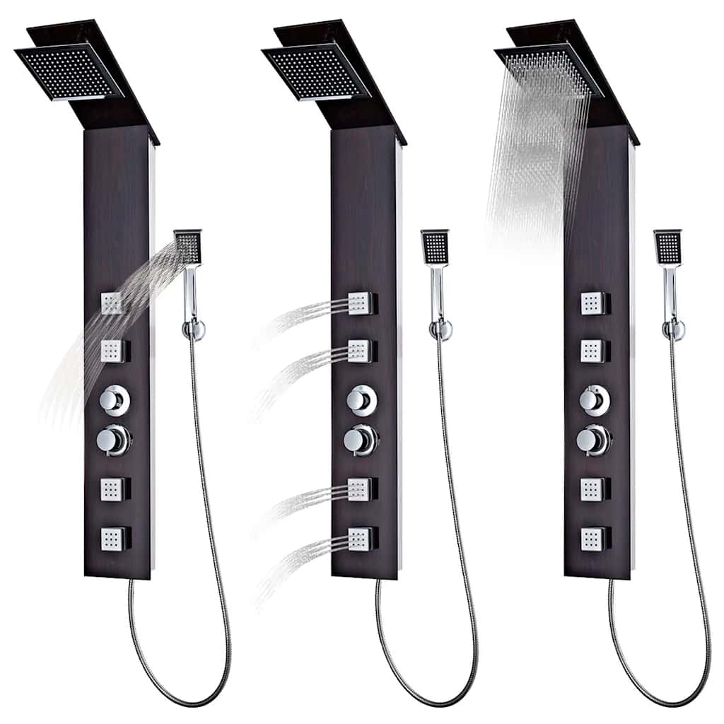142374 vidaXL Shower Panel System Glass Brown 3