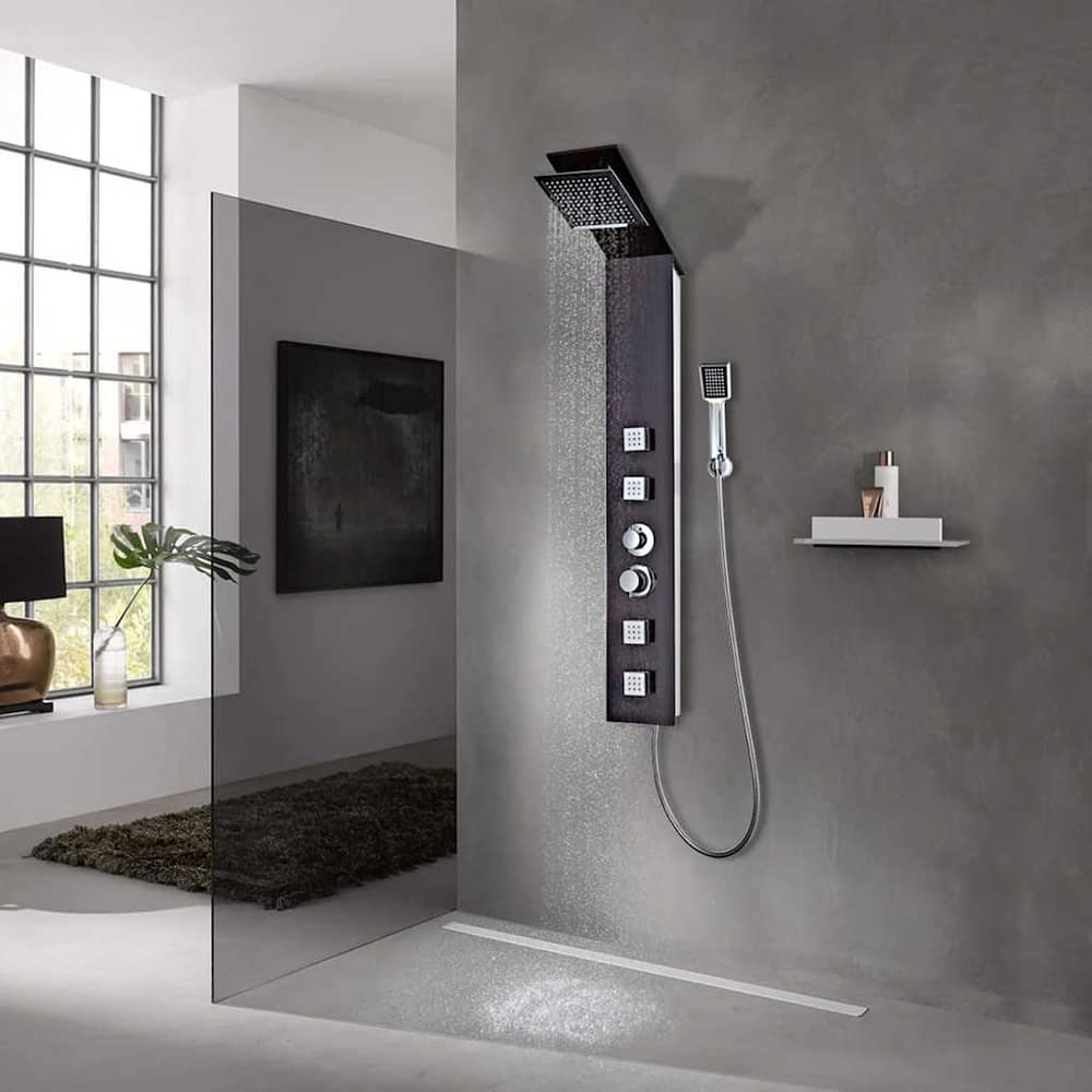 142374 vidaXL Shower Panel System Glass Brown 1