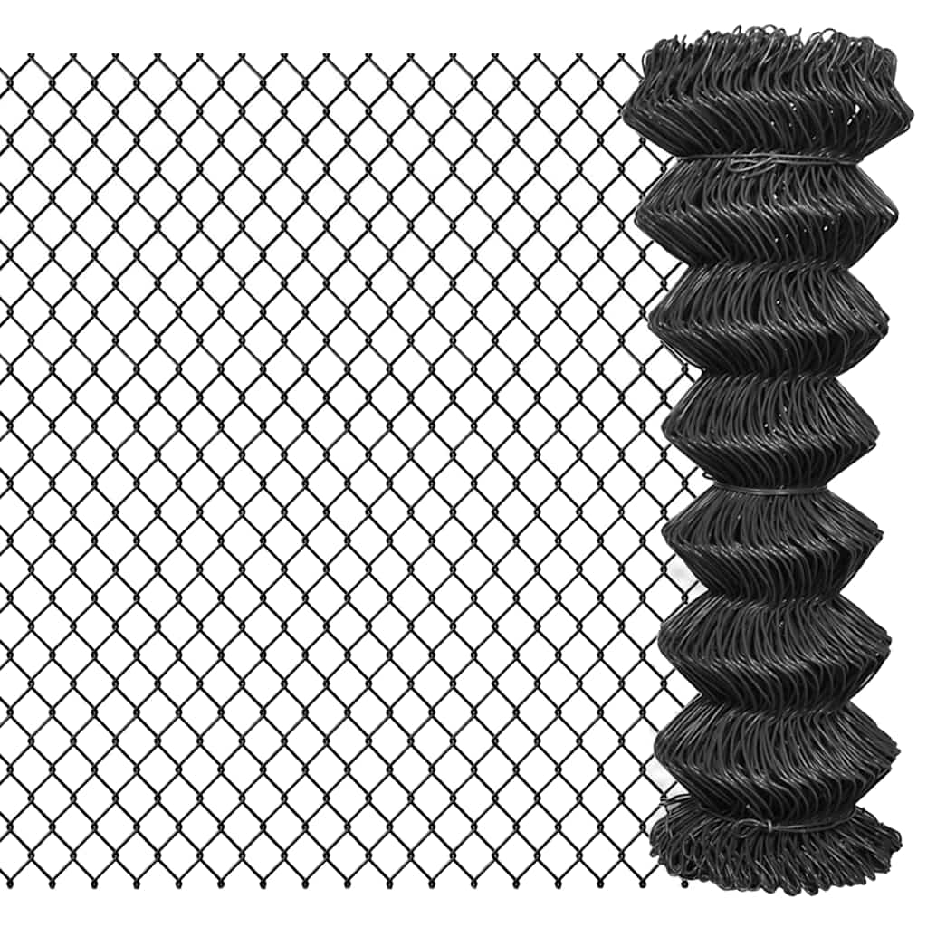 Chain Link Fence Steel mesh Size 60 x 60 mm Grey Length 15 m 1.25 m