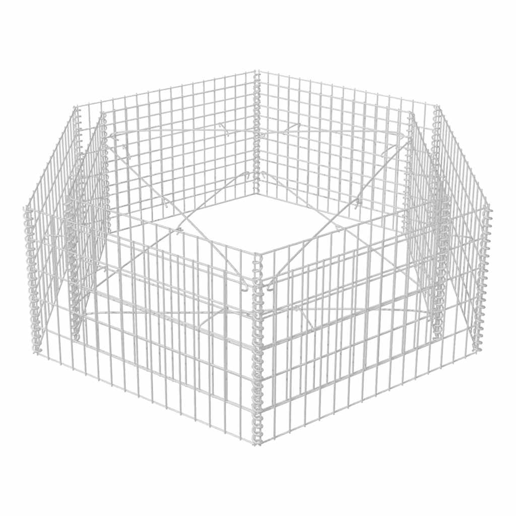 vidaXL Hexagonal Gabion Raised Bed 160x140x50 cm 4