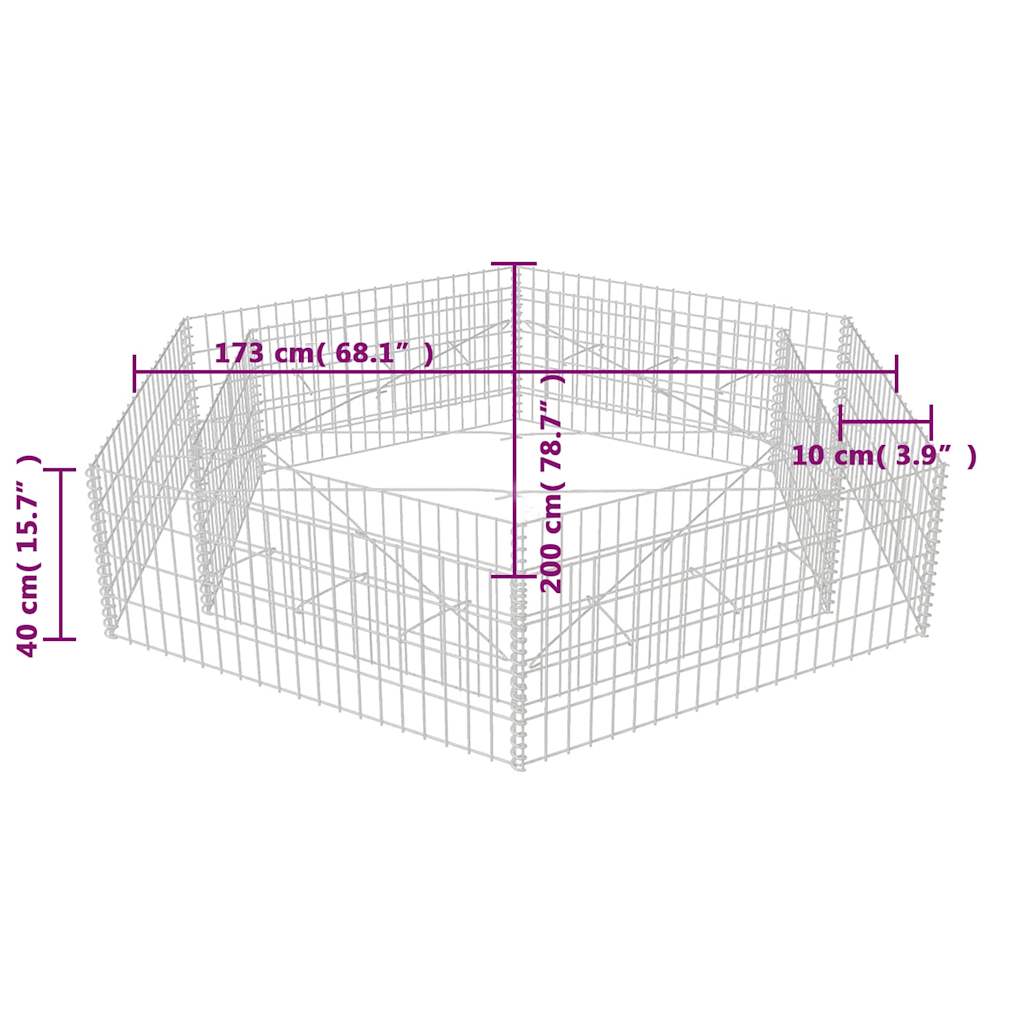 vidaXL Gabion Raised Bed | Silver | Galvanised Steel | 200x173x40 cm 6