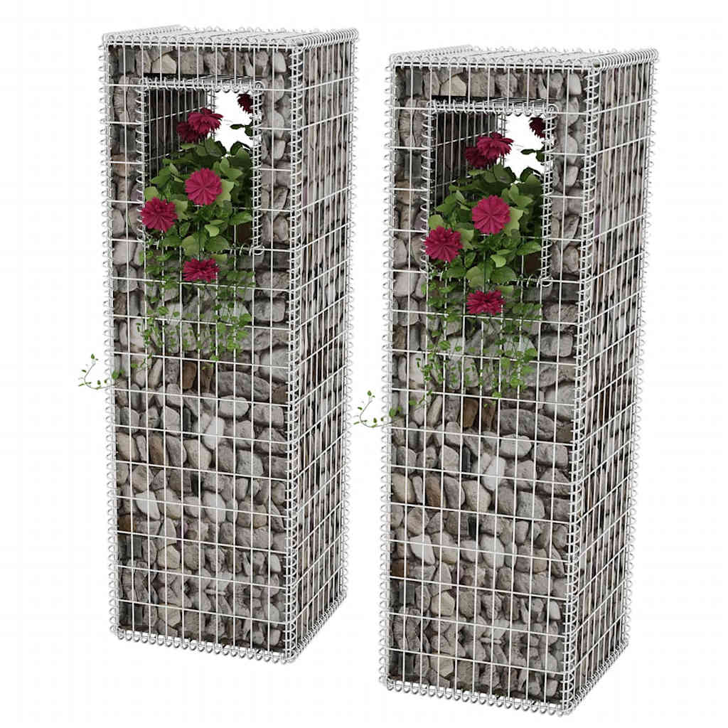 Gabion Basket Posts/Planters 2 pcs Steel 50 x 50 x 160 cm