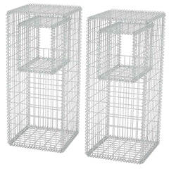 Gabion Basket Posts/Planters 2 pcs Steel 50 x 50 x 120 cm