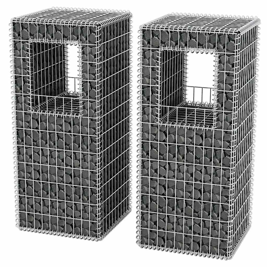 Gabion Basket Posts/Planters 2 pcs Steel 50 x 50 x 120 cm