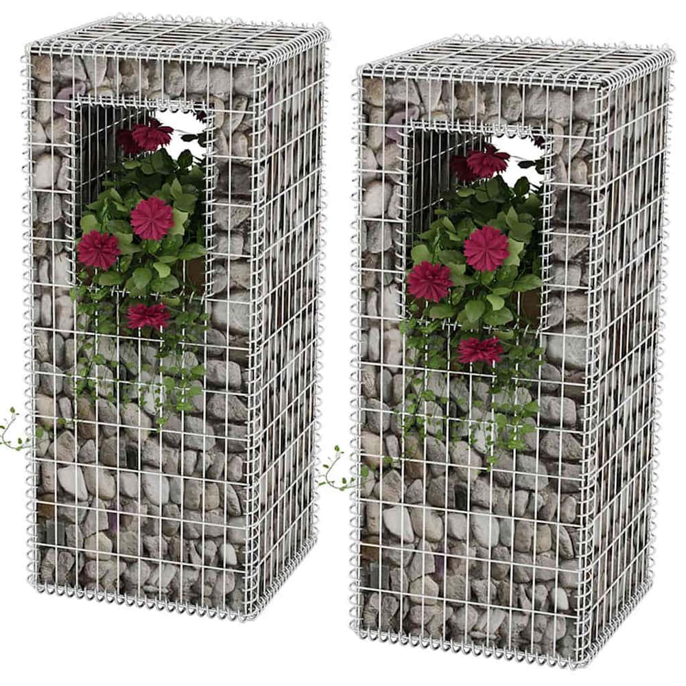Gabion Basket Posts/Planters 2 pcs Steel 50 x 50 x 120 cm