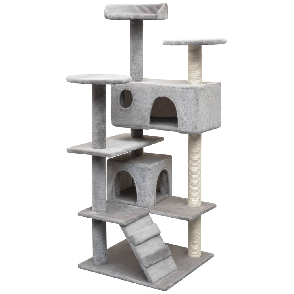 Cat Tree with Sisal Scratching Posts 125 cm Grey 67 cm 67 cm