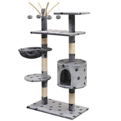 vidaXL Cat Tree | Grey with black paw prints 2