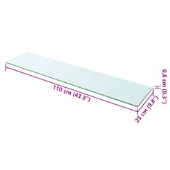 vidaXL Glass Panel | Clear | Tempered Glass | 110x25 cm | Glass Shelf 3