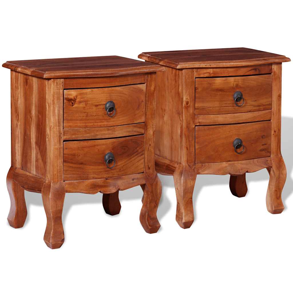 243972 vidaXL Nightstands with Drawers 2 pcs Solid Acacia Wood 2