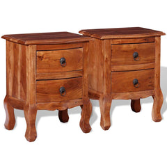 243972 vidaXL Nightstands with Drawers 2 pcs Solid Acacia Wood 2