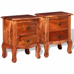 243972 vidaXL Nightstands with Drawers 2 pcs Solid Acacia Wood 4