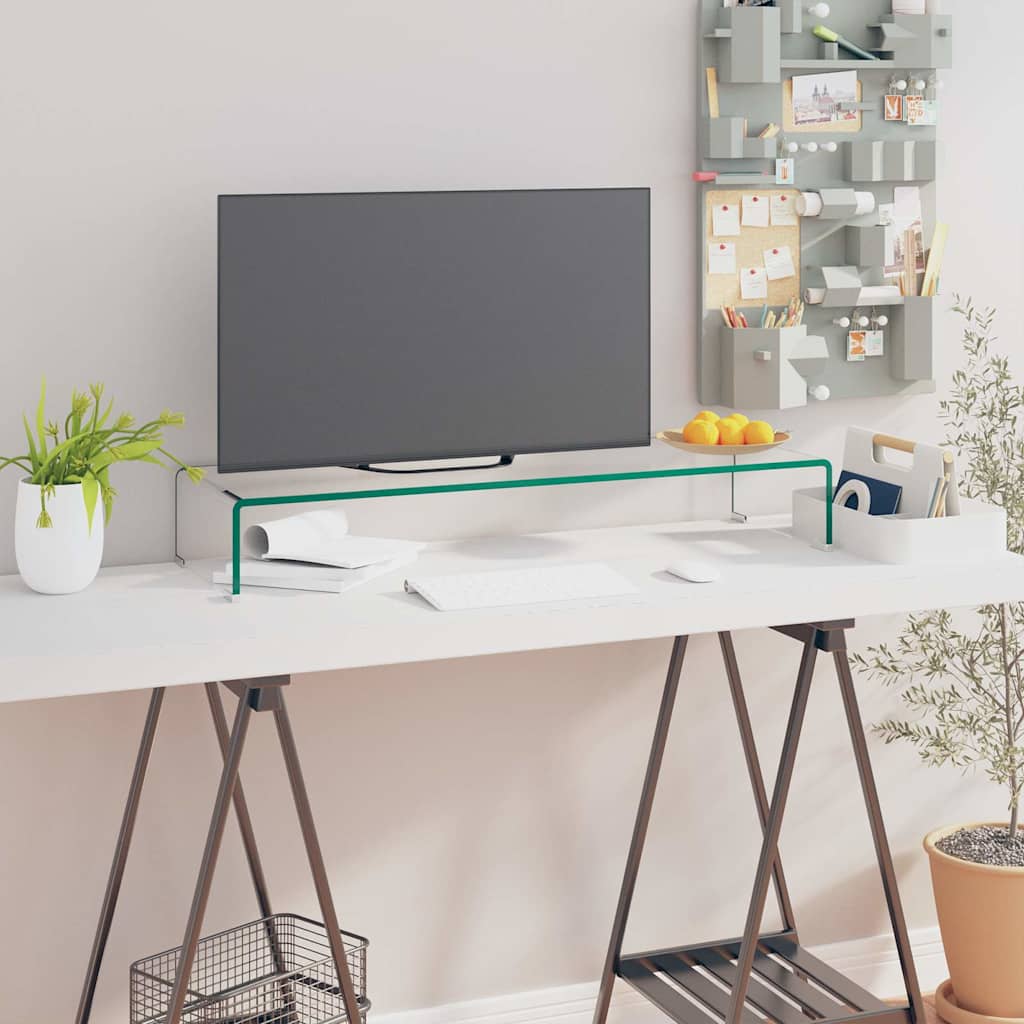 TV Stand/Monitor Riser Glass Depth 30 cm Transparent 90 cm