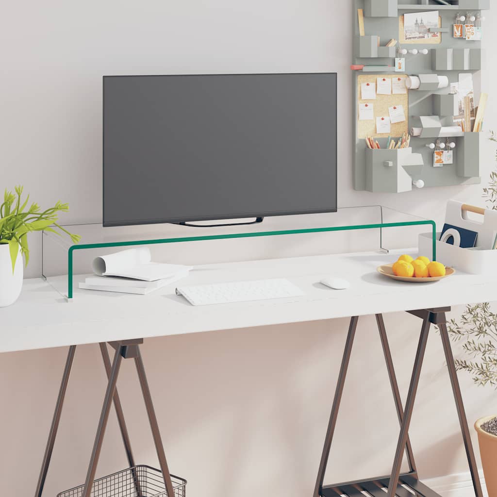 TV Stand/Monitor Riser Glass Depth 30 cm Transparent 100 cm