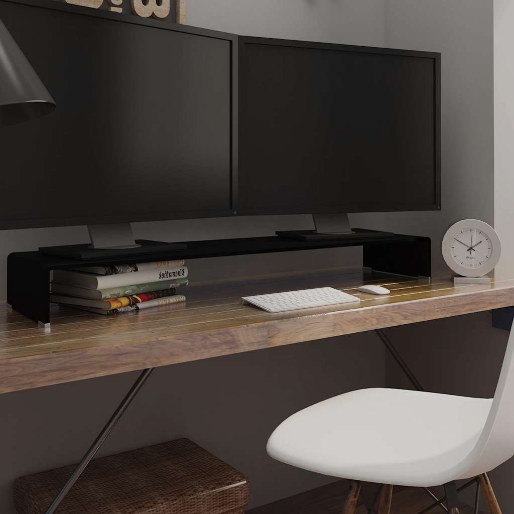 TV Stand/Monitor Riser Glass Depth 30 cm Black 120 cm
