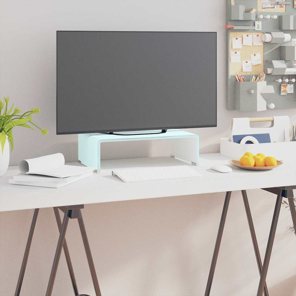 vidaXL TV Stand/Monitor Riser Glass Green 40x25x11 cm 1