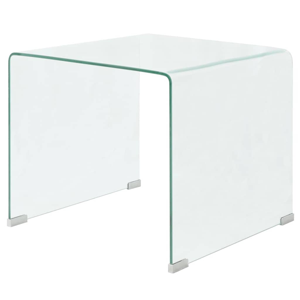 244188 vidaXL Coffee Table Tempered Glass 49,5x50x45 cm Clear 1