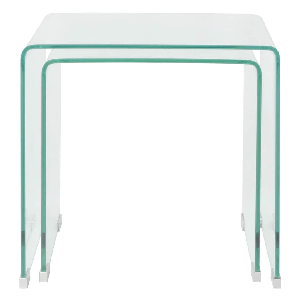 Two Nesting Table Set Tempered Glass Clear 2