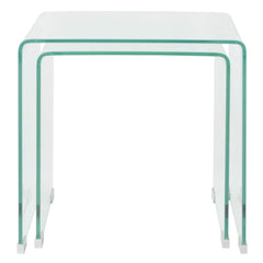 Two Nesting Table Set Tempered Glass Clear 2