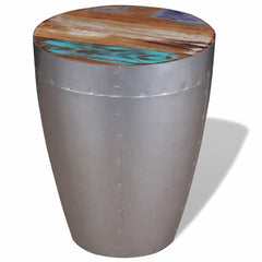 vidaXL Stool | Brown, Silver | Solid reclaimed wood, Aluminium | Compact 3