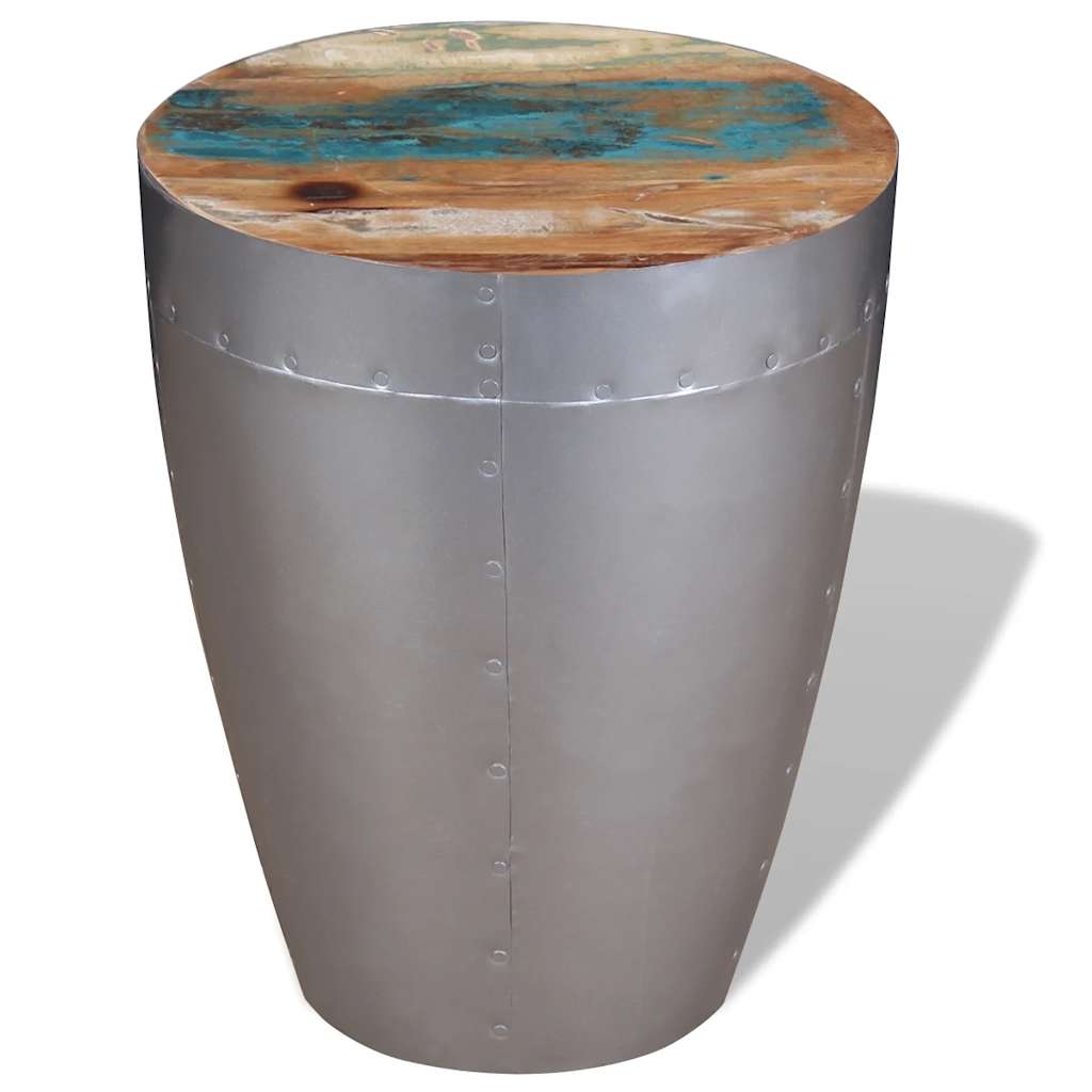vidaXL Stool | Brown, Silver | Solid reclaimed wood, Aluminium | Compact 4