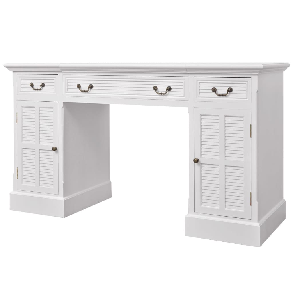 244370 vidaXL Double Pedestal Desk White 140x48x80 cm 2