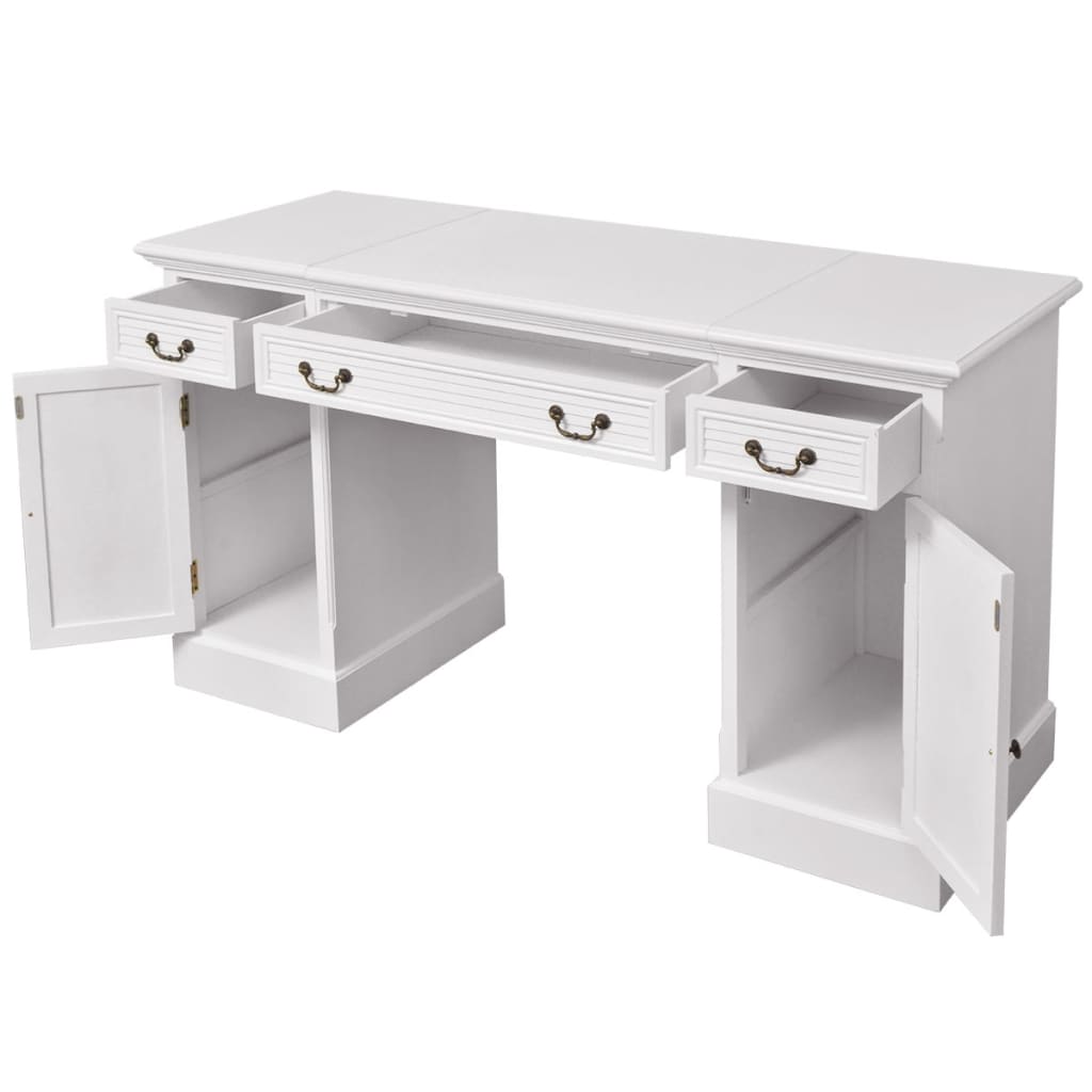 244370 vidaXL Double Pedestal Desk White 140x48x80 cm 4