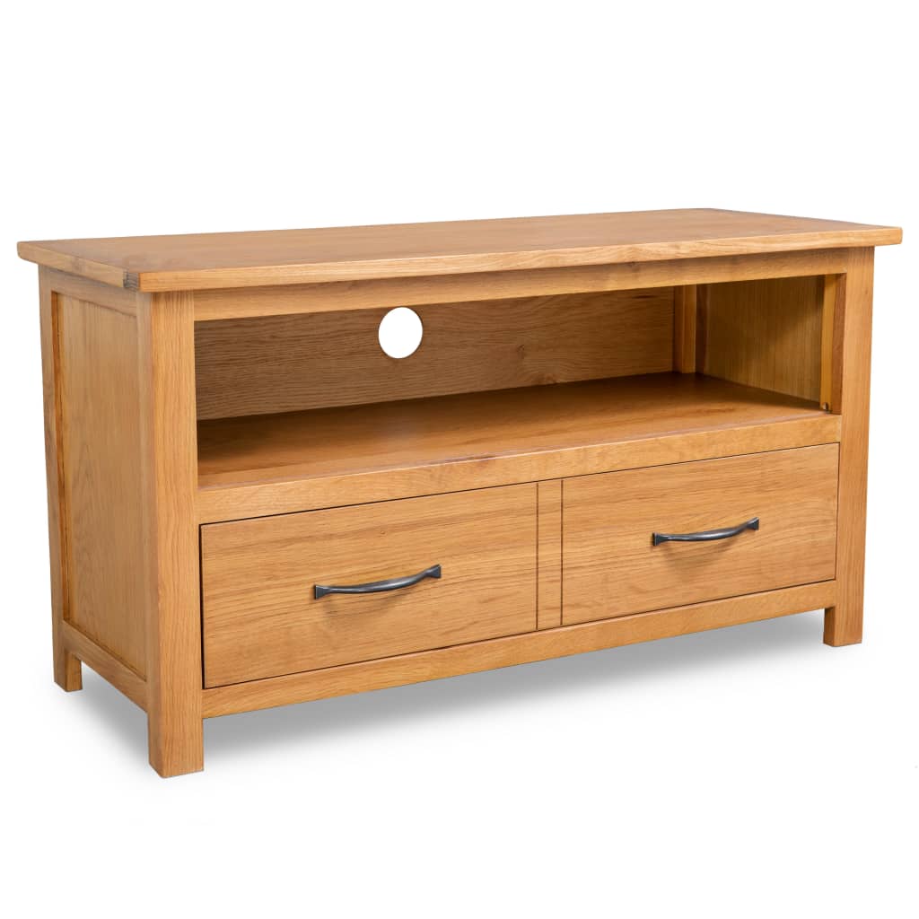 244466 vidaXL TV Cabinet 90x35x48 cm Solid Oak Wood 1