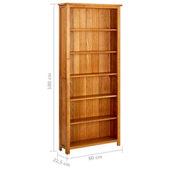 7-Tier Bookcase Solid Oak Wood 80 cm 180 cm 22.5 cm