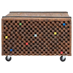 vidaXL Side Table | Brown and Black | Teak Wood | Medium | Rollable | End Table 3