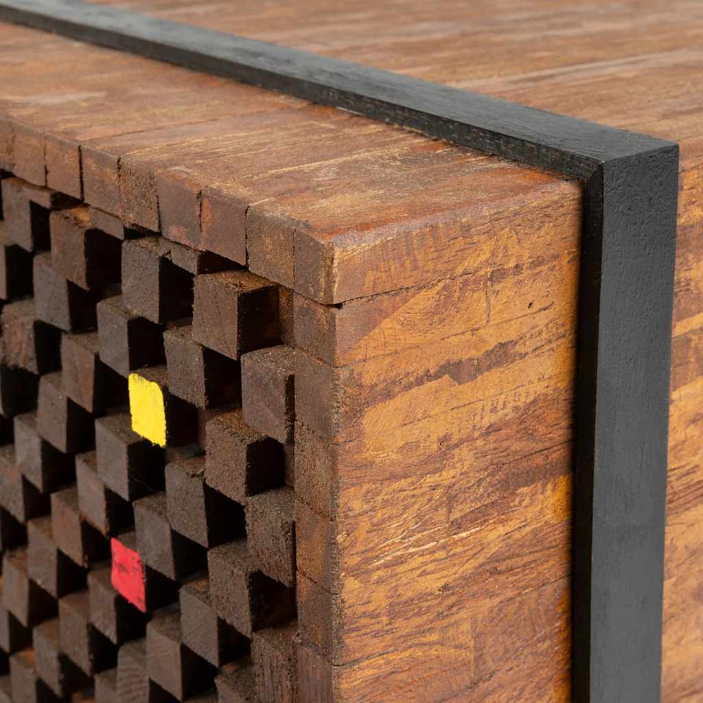 vidaXL Side Table | Brown and Black | Teak Wood | Medium | Rollable | End Table 5