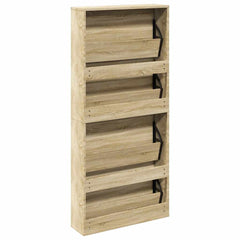 vidaXL Shoe Rack | Oak | Engineered wood, Mirror | 63x17x134 cm | Shoe Rack 6