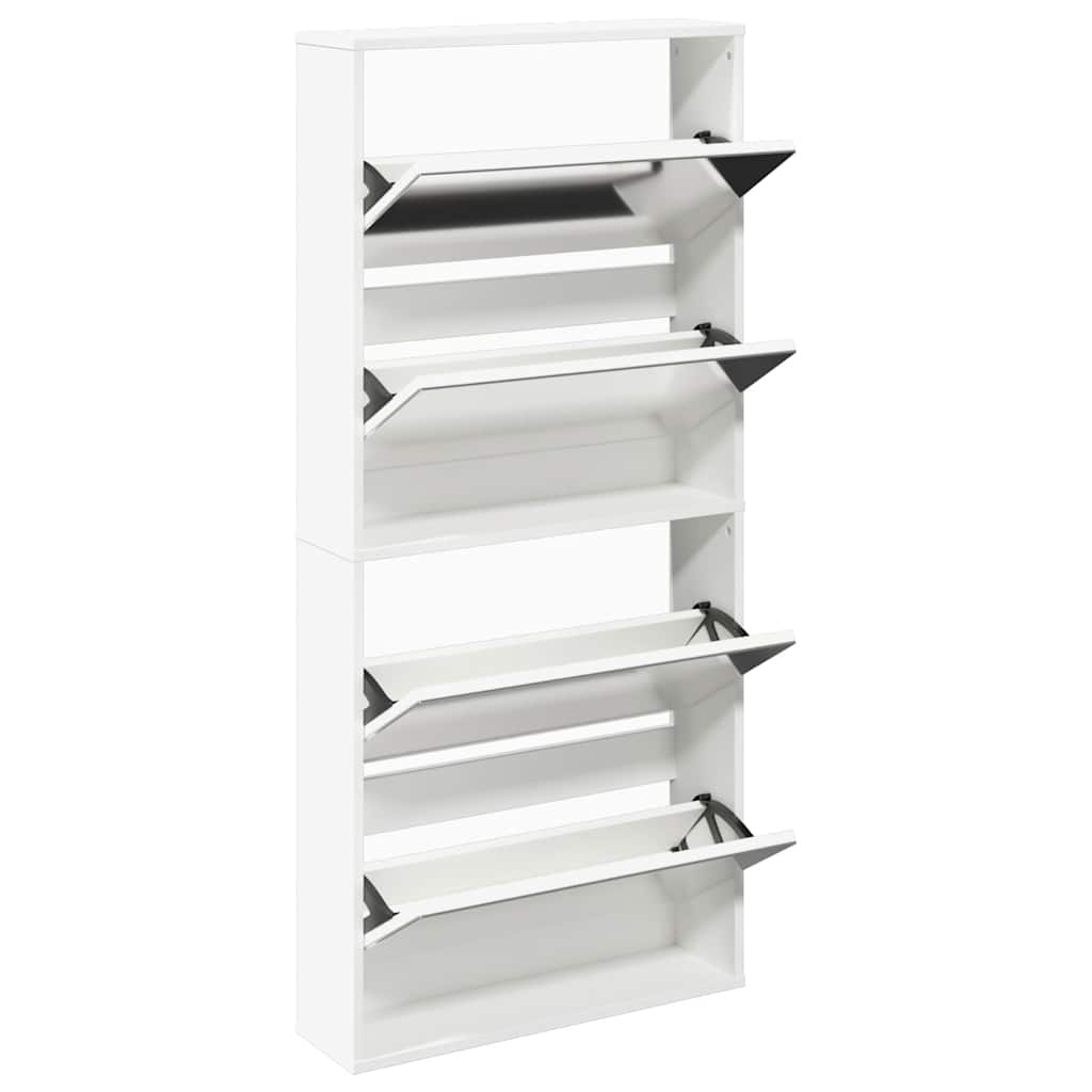 vidaXL Shoe Rack | White | Engineered wood, mirror | 63x17x134 cm | Shoe Cabinet 3