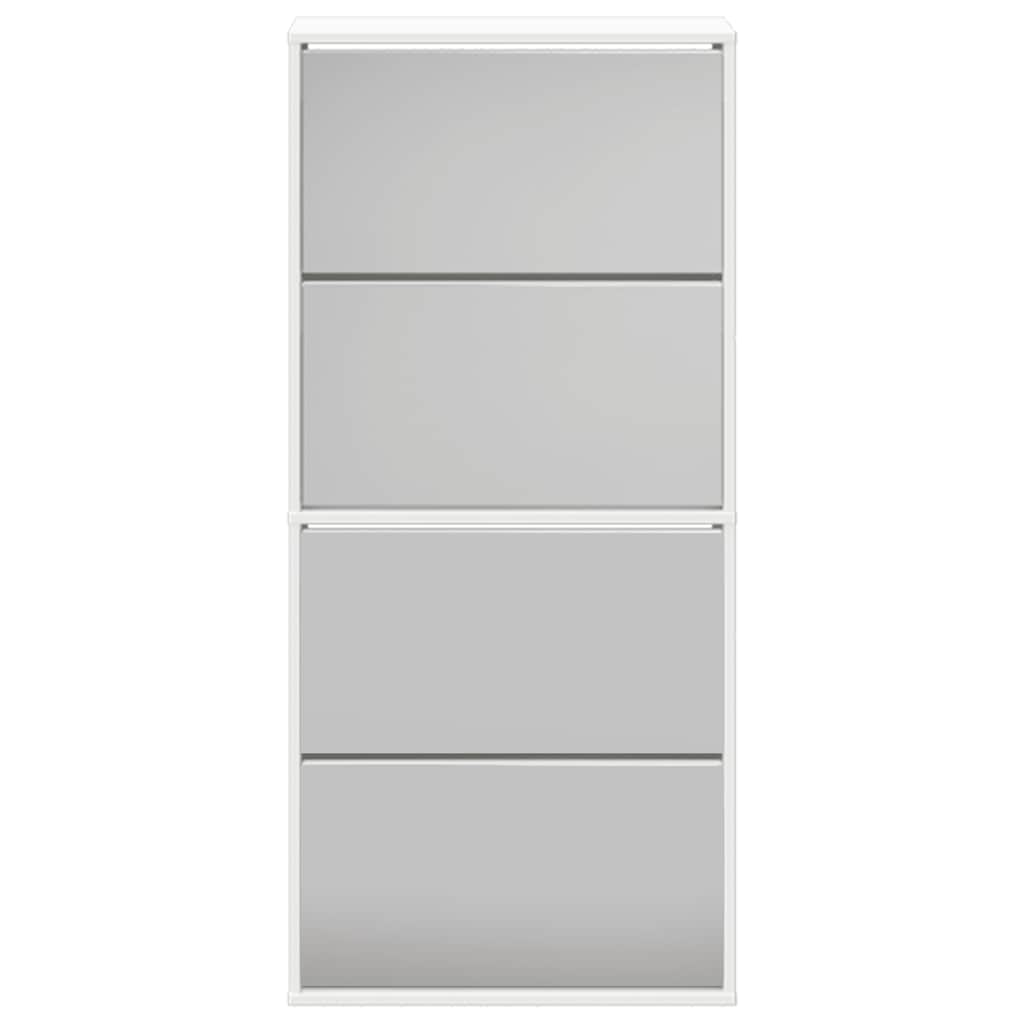 vidaXL Shoe Rack | White | Engineered wood, mirror | 63x17x134 cm | Shoe Cabinet 4