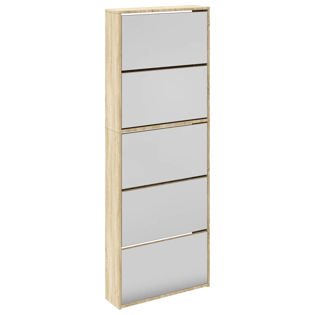 vidaXL Shoe Cabinet | Oak | Engineered wood, mirror | Medium | Shoe Cabinet 2