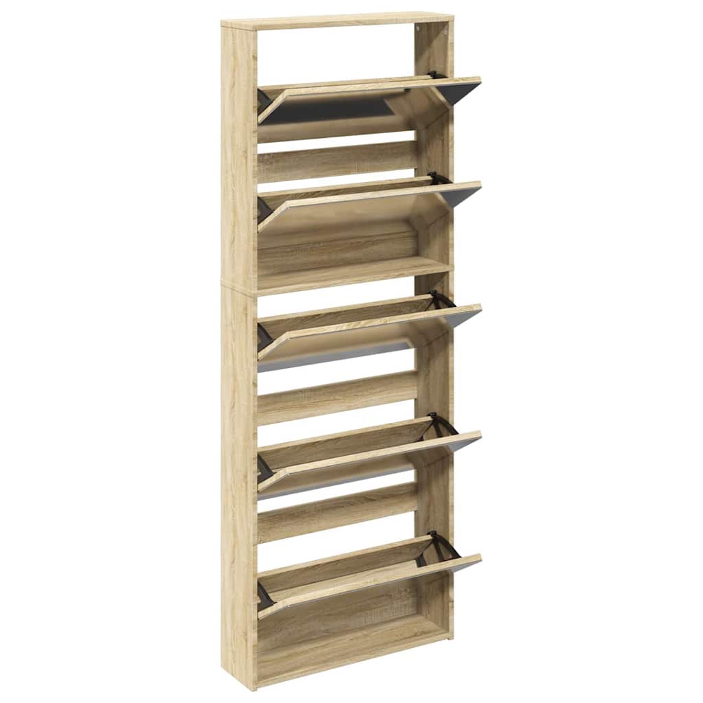 vidaXL Shoe Cabinet | Oak | Engineered wood, mirror | Medium | Shoe Cabinet 3