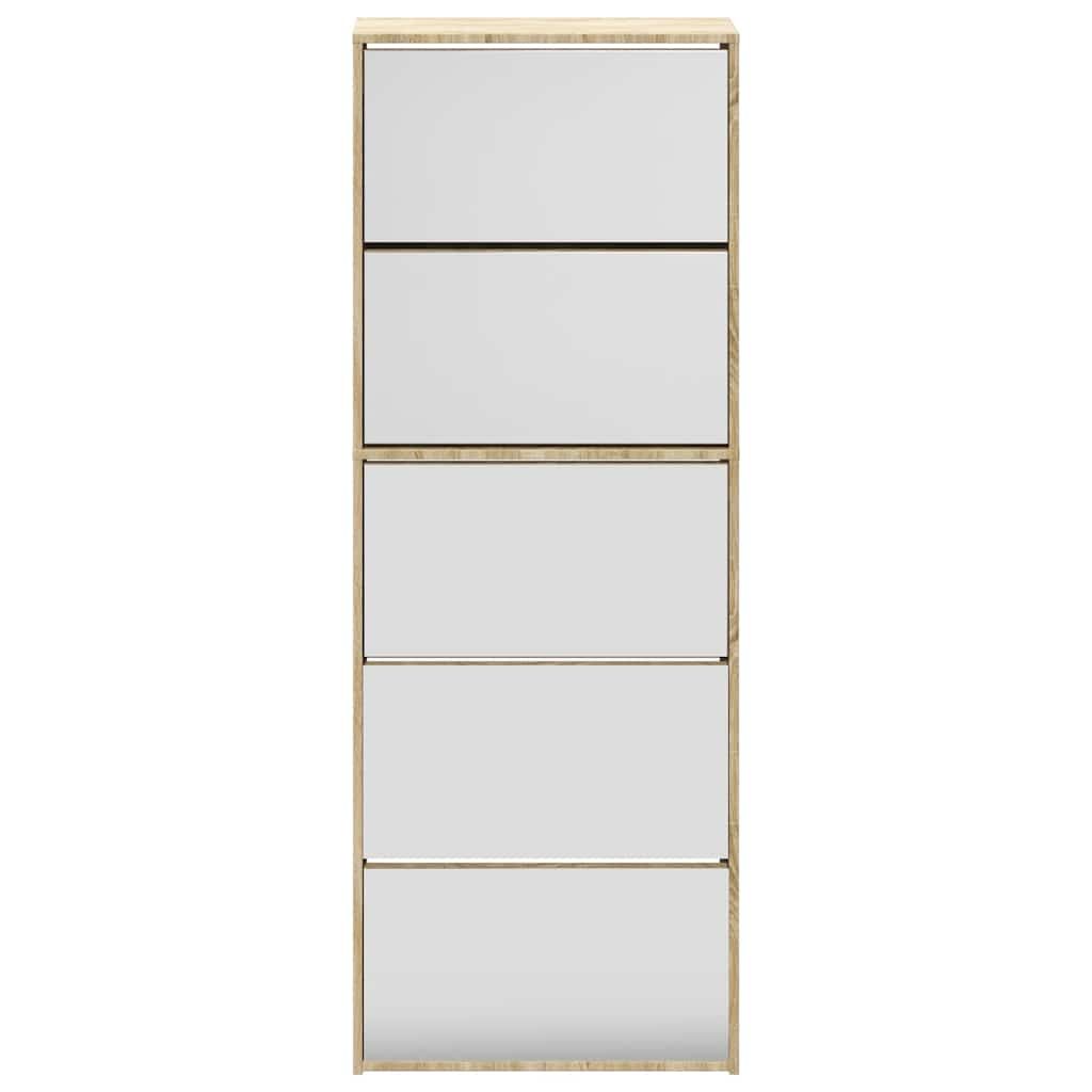 vidaXL Shoe Cabinet | Oak | Engineered wood, mirror | Medium | Shoe Cabinet 4