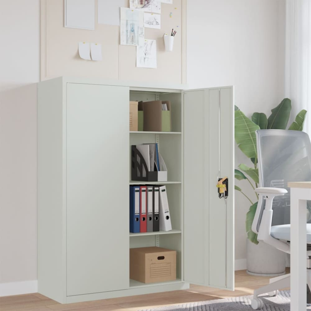 File Cabinet Steel Light Grey 90 x 40 x 140 cm