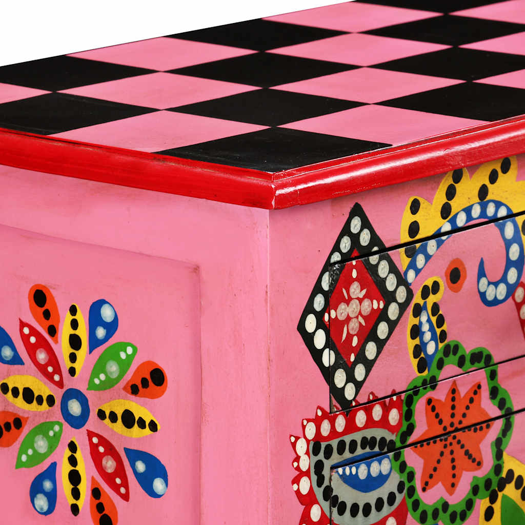 Console Table Solid Mango Wood Hand Painted Pink