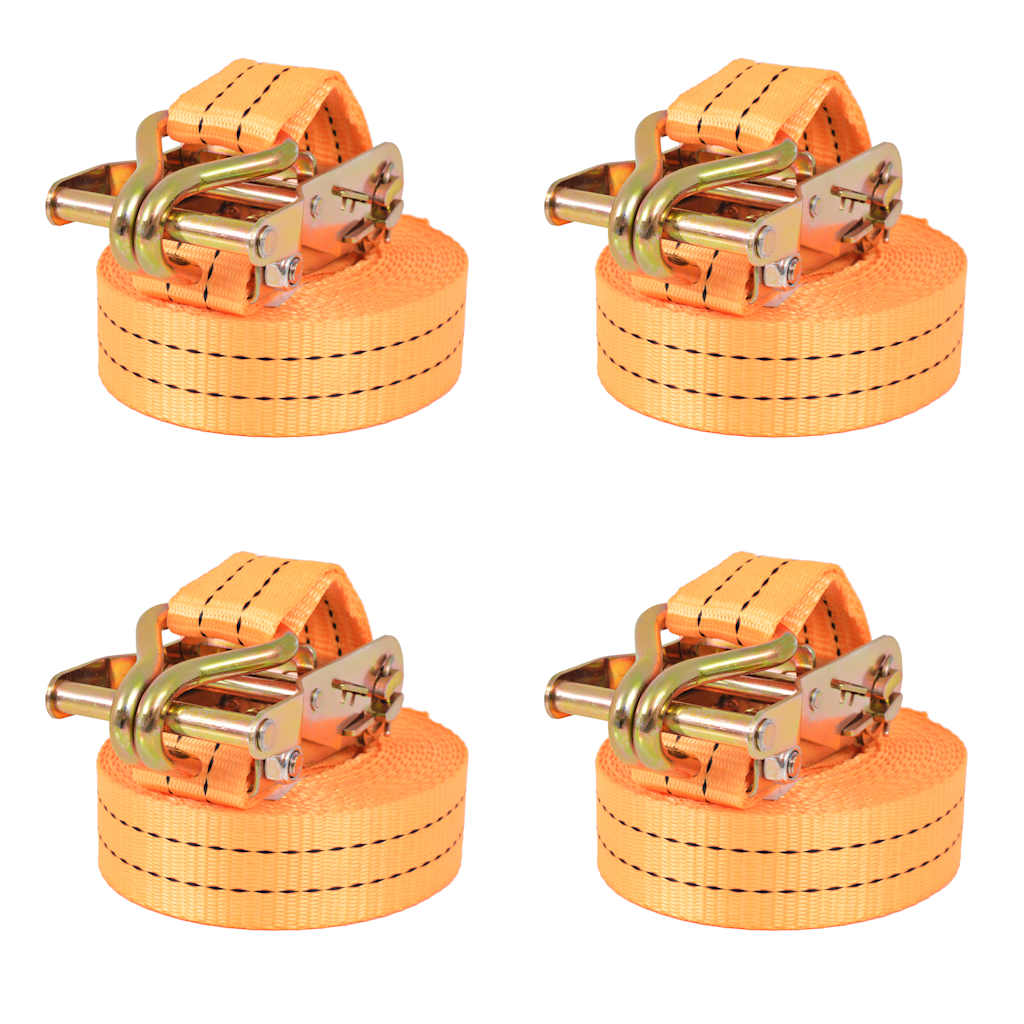vidaXL Ratchet Tie Down Straps 4 pcs 1 Tonnes 6mx38mm Orange 1