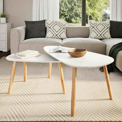 vidaXL Coffee Table | Set of 2 | White | Solid pinewood, MDF | Medium | Durable 3