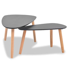 vidaXL Coffee Table | Set of 2 | Black | Solid pinewood legs, MDF tabletop 4
