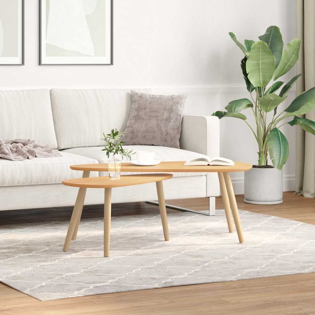 vidaXL Coffee Table | Set of 2 | Brown | Solid pine wood, MDF | Two-piece set 1